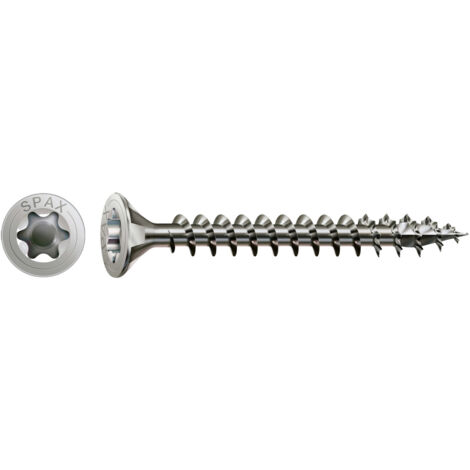 SPAX Edelstahlschraube, 6 x 60 mm, 100 Stück, Vollgewinde, Senkkopf, T-STAR plus T30, 4CUT - 1197000600603