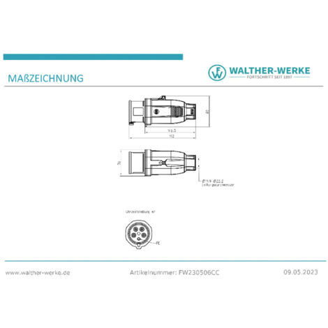 Walther Werke CEE koppelcontactstop - 368306 / CEE koppeling 63A 3P