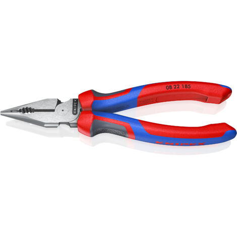 KNIPEX 08 22 185 Spitz-Kombizange mit Comfort-Griffen schwarz atramentiert 185 mm