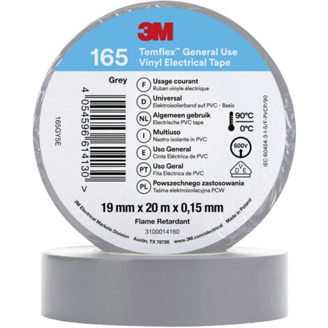 Isolierband Temflex 165 PVC 19mm x 20m 3M 7100184800 Grau
