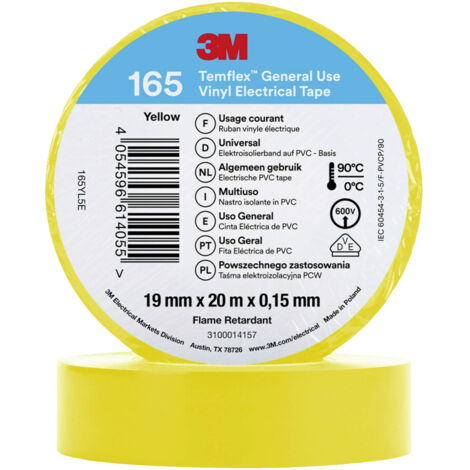 3M 165YL5E Isolierband Gelb (L x B) 20 m x 19 mm 1 St.
