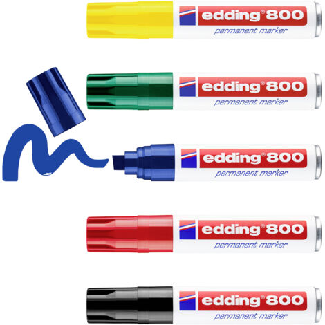 Edding 4-800999 Permanentmarker Schwarz, Rot, Blau, Grün, Gelb wasserfest: Ja