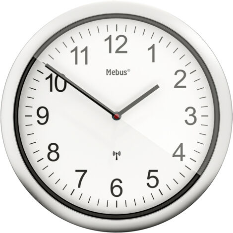 Mebus 19809 Funk Wanduhr 25 cm x 4 cm Silber Leisegang-Uhrwerk