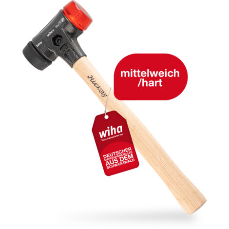 Wiha Schonhammer Safety mittelweich/hart Rund-Schlagkopf 40 I 325mm Perfekt für Pflasterhandwerk I Montage- & Werkstattarbeiten Hickory-Holzstiel (26612) (1/5)