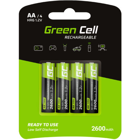 Green cell rechargeable aa batteries 2600mah 12v 4 pack (1/3)