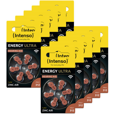 INTENSO Hörgeräte-Batterien-Set Energy Ultra A 312, 60er-Set, braun