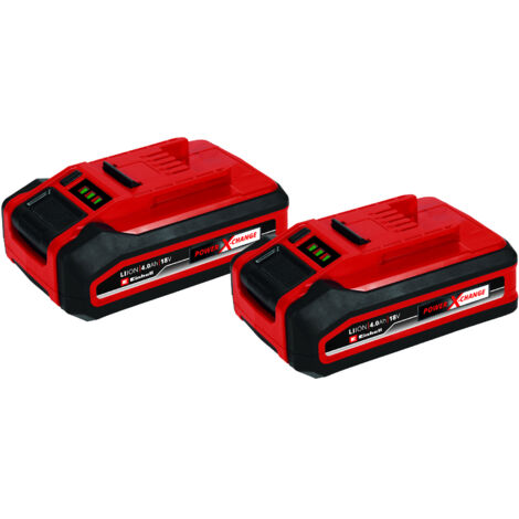 Original Einhell 4 Ah Power X-Change PLUS Akku (18 V, Li-Ion, universell verwendbar für alle PXC-Geräte, Ladestandskontrolle, Twin-Pack, inkl. 2x 4 Ah Akkus, ohne Ladegerät)