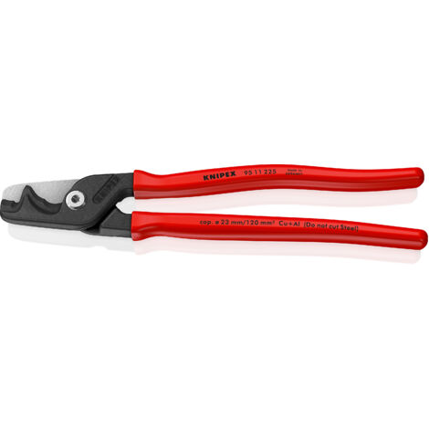 Knipex 95 11 225 StepCut® XL Cable Shears Cutters Step Cut Plastic Coated 225mm | UK