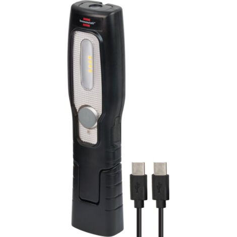 Brennenstuhl LED Akku Handleuchte HL 201 A / LED Werkstattlampe mit Akku (250 + 70lm, knickbarer Haltefuß, handliche Arbeitsleuchte mit Magnet und Hak