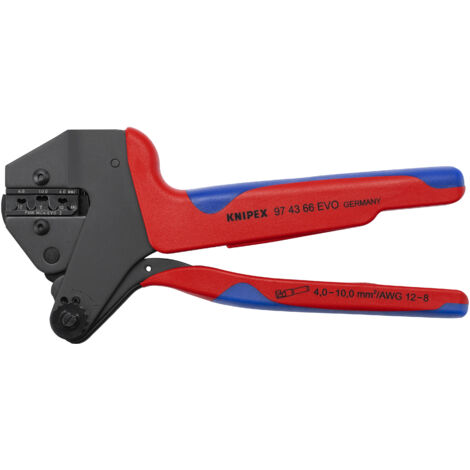 KNIPEX 97 43 66 EVO Crimp-Systemzange für auswechselbare Crimpeinsätze mit Mehrkomponenten-Hüllen brüniert 200 mm