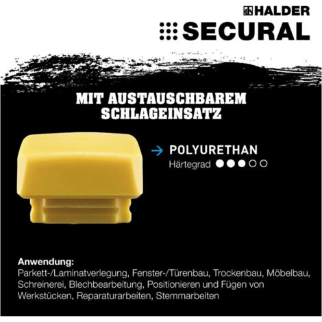 Schonhammerkopf SECURAL Kopf-D.35x45mm PU gelb mittelh.HALDER