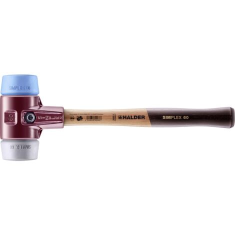 Halder Schonhammer SIMPLEX L.405mm Kopf-D. 60mm mittelh.HO TPE-soft,blau/TPE-mid,grau