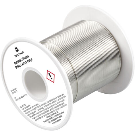 TOOLCRAFT TO-9503313 Lötzinn, bleifrei Spule Sn95,5Ag3,9Cu0,6 ROL1 100 g 1 mm (1/3)