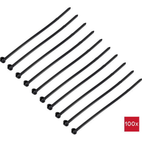 TRU COMPONENTS TC-12814184  Kabelbinder 100 mm 3 mm Schwarz mit Metallzunge, UV-Witterungsstabil 100