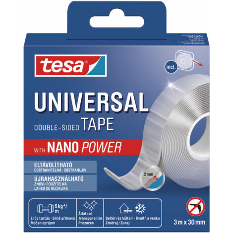 tesa doppelseitiges Klebeband Universal mit Nano Power 3 m x 20 mm