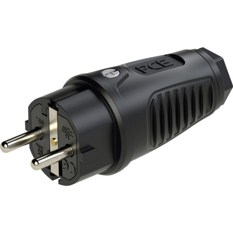 PC Electric 0512-ss Schutzkontaktstecker Vollgummi  250 V Schwarz IP54