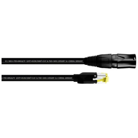 Cordial 15545 RJ45 Netzwerkkabel, Patchkabel CAT 5e S/UTP 0.50 m Schwarz PUR-Mantel 1 St. (1/3)
