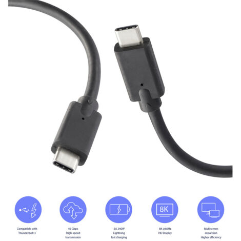 Renkforce USB-C Kabel 2 M – USB 3.2 Gen2x2, Bis Zu 20 Gbit/s & 100 W Power Delivery | Geschirmt, Vergoldet