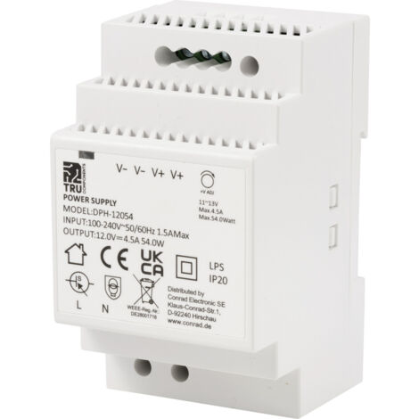TRU COMPONENTS TC-10580816 Hutschienen-Netzteil (DIN-Rail) 12 V/DC 4.5 A 54 W Anzahl Ausgänge:1 x (1/5)