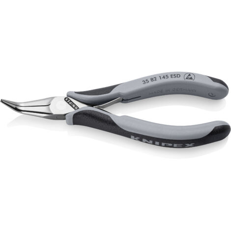 KNIPEX 35 82 145 ESD Elektronik-Greifzange ESD mit durchgestecktem Gelenk mit Mehrkomponenten-Hüllen spiegelpoliert 145 mm
