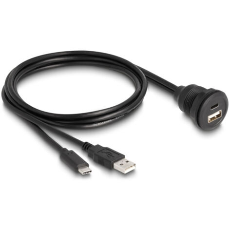 Delock USB 2.0 Adapter [1x USB-C® Stecker, USB-A Stecker - 1x USB-C® Buchse, USB-A Buchse] 88102 1 m (1/2)