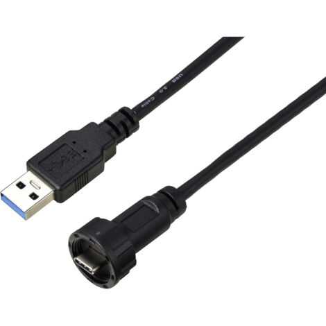 USB-C® 3.0 Stecker auf USB Stecker IP67 (Gewinde) Kabel 0,5 m  TC-E10T-MT3-MWA/MU3-NWA-0.5PV-S Wasse (1/4)