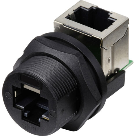 TRU COMPONENTS TC-E13T-FR6-PRF-90 RJ45-Buchse auf Buchse (90°) rückseitig montierte Buchse IP67 (mit (1/4)