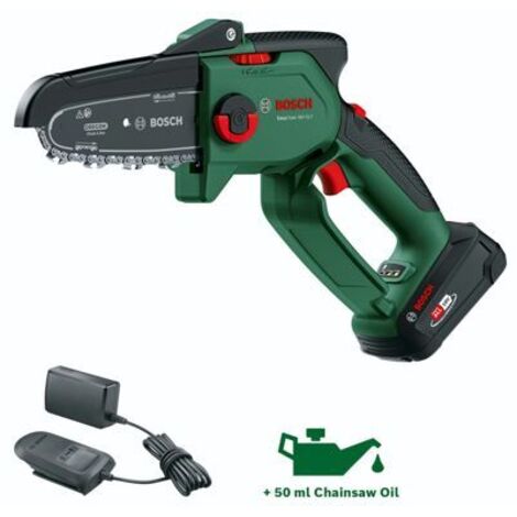 Bosch – Akku-Kettensäge EasyChain 18V – Bürstenloser Motor – 160 Schnitte pro Akkuladung – Ergonomisch und leicht – 15 cm Schwertlänge (1/10)
