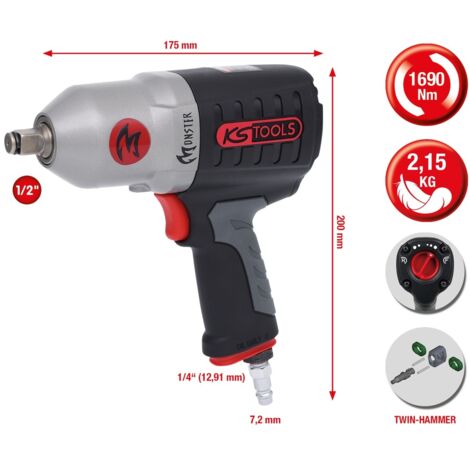 KS Tools 1/2 MONSTER Hochleistungs-Druckluft-Schlagschrauber, 1690 Nm
