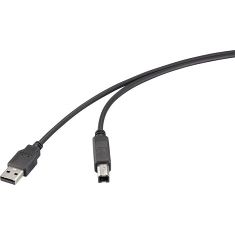 Renkforce USB-Kabel USB 2.0 USB-A Stecker, USB-B Stecker 0.50 m Schwarz RF-6830424 (1/3)
