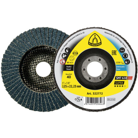 Klingspor 322779 SMT 624 Schleifmopteller, 150 x 22,23 mm Korn 60 gewölbt Durchmesser 150 mm 10 S (1/5)