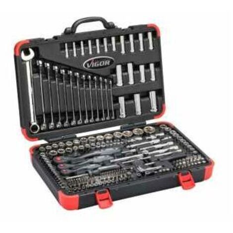 Vigor Steckschlüsselsatz 212-tlg. 1/4+3/8+1/2" im Koffer V3277N