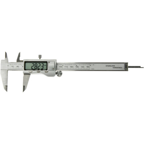 Toolland Digitaler Messschieber 150 mm 6 Zoll mit großem LCD Display, Präzisions Messwerkzeug aus Edelstahl für Innen Außen und Tiefenmessung, digitale Messung mit Batterie