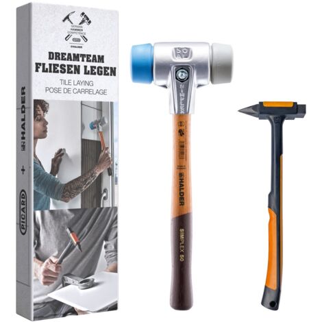 HALDER Aktionsbox Dreamteam Fliesenleger Schonhammer D40mm + Fliesenlegehammer (1/5)