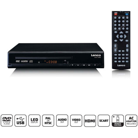 Lenco DVD-120BK - DVD Player mit HDMI und Scart - Display - Fernbedienung Tragbarer DVD-Player (1/5)