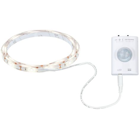 Paulmann LED Strip batteriebetrieben, 1m, 3000 K Warmweiß, Weiß, Bewegungsmelder, Dämmerungssensor