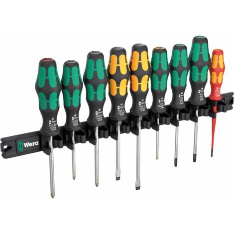 Wera 9650 Magnetleiste Kraftform Schraubendreher-Satz Werkstatt Schraubendreher-Set 9teilig Kreuzsch (1/5)