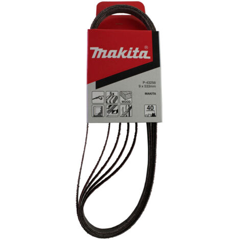 5 SCHLEIFBÄNDER MAKITA 9X533 MM KORN 40 FÜR HOLZ METALL-P432560