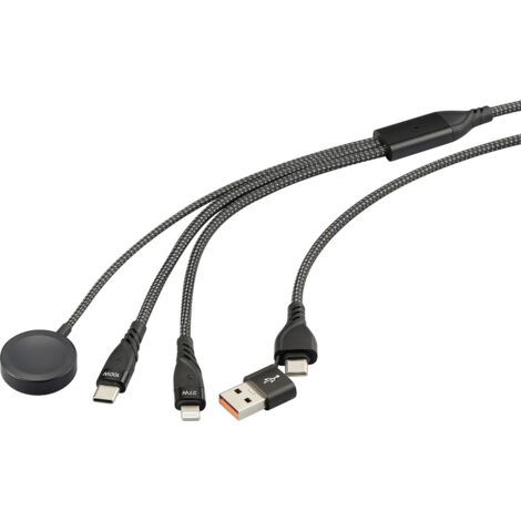 Renkforce USB-Ladekabel USB 2.0 USB-A Stecker, USB-C® Stecker, Apple Lightning Stecker, USB-C® Steck (1/5)