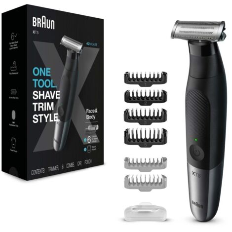 Braun XT5200 (V2) Präzisions Trimmer, Körperhaartrimmer, Bartschneider abwaschbar Schwarz, Silber