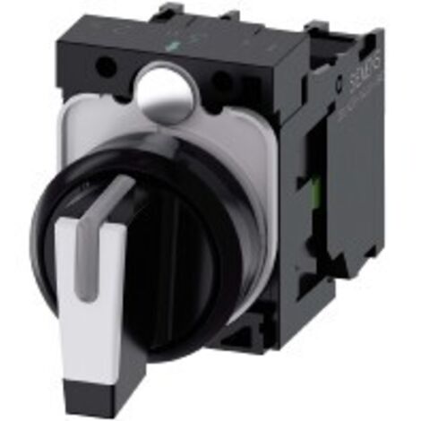 Siemens 3SU11002BM601NA0 3SU1100-2BM60-1NA0 Knebelschalter Frontring Kunststoff Schwarz, Weiß 2 x 4 (1/2)