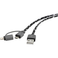 Renkforce USB-Kabel USB 2.0 USB-A Stecker, USB-Micro-B Stecker, Apple Lightning Stecker 0.20 m Camo