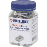 Intellinet  Intellinet 100er-Pack Cat5e RJ45-Modularstecker STP 2-Punkt-Aderkontaktierung für Litzen