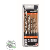 Alpen 600114100 Holz-Spiralbohrer-Set 5teilig 4 mm, 5 mm, 6 mm, 8 mm, 10 mm Zylinderschaft 1 Set