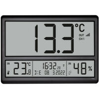 TFA Dostmann 60.4523.01 Funk Wanduhr 360 mm x 235 mm x 28 mm Schwarz Großes Display