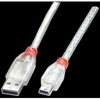 LINDY USB-Kabel USB-A Stecker, USB-Mini-B Stecker 3.00 m Transparent 41784