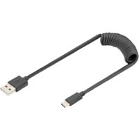 Digitus USB-Kabel USB 2.0 USB-A Stecker, USB-C® Stecker 1.00 m Schwarz beidseitig verwendbarer Stec