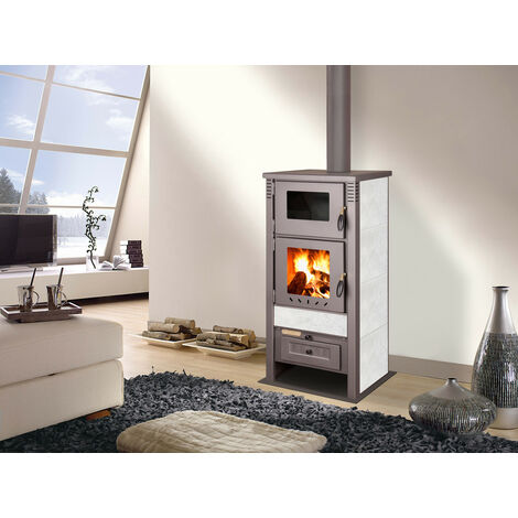 Stufa a legna ARES 12.0 KW con forno WHITE