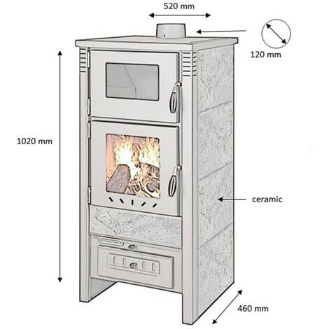 Stufa a legna ARES 12.0 KW con forno WHITE