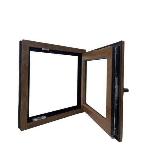 Fenêtre PVC H500 mm X L500 mm Chêne Doré, Oscillo-battante Tirant Droit Verre Dépoli